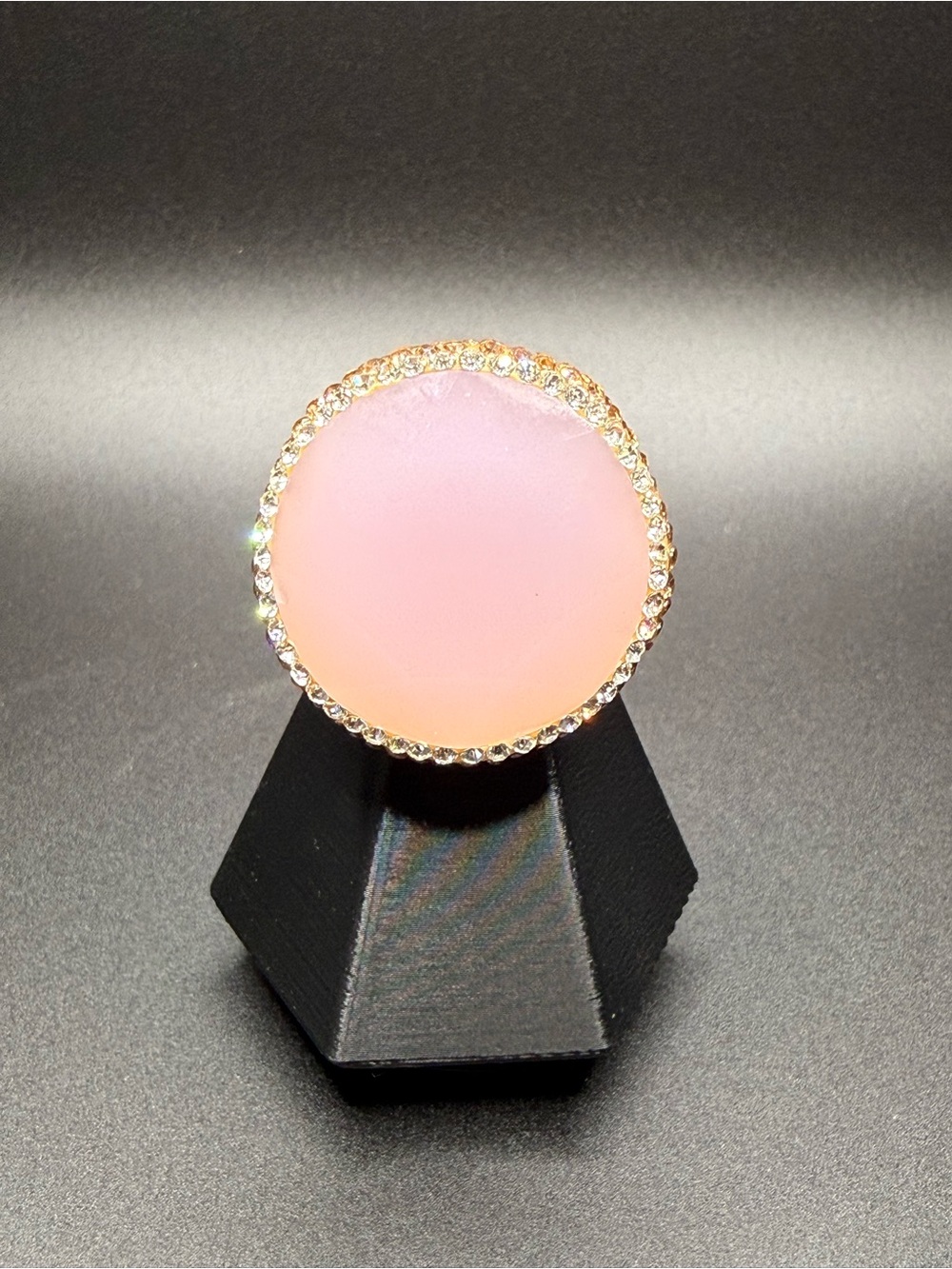 Elegant Pink Crystal-Trim Round Ring